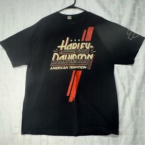 Harley-Davidson Black and Red Short Sleeve Tee with Bold Graphic